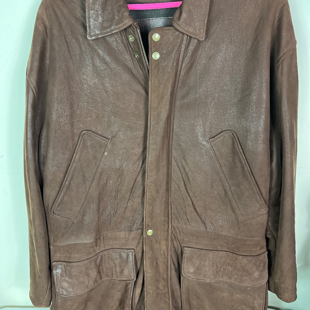 Men’s Coach Brown Leather Suede Coat Size Medium